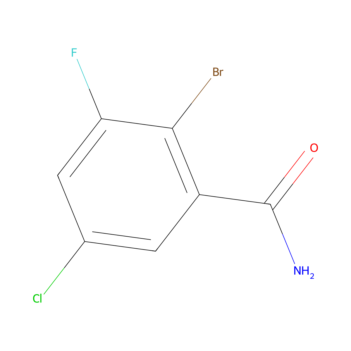 2-Bromo-5-chloro-3-fluorobenzamide molecular structure, CAS 1862759-09-8