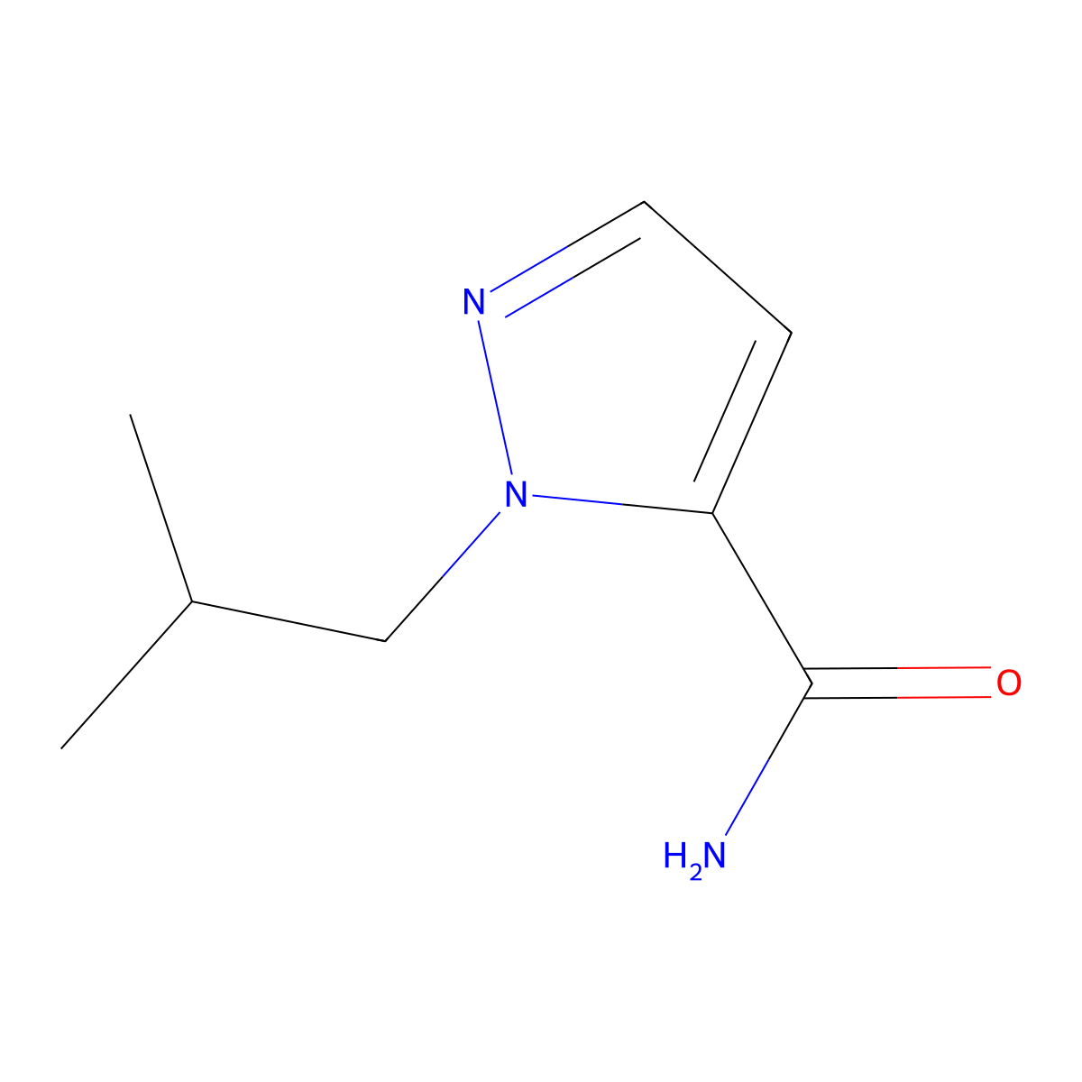 1-Isobutyl-1H-pyrazole-5-carboxamide molecular structure, CAS 1862778-60-6