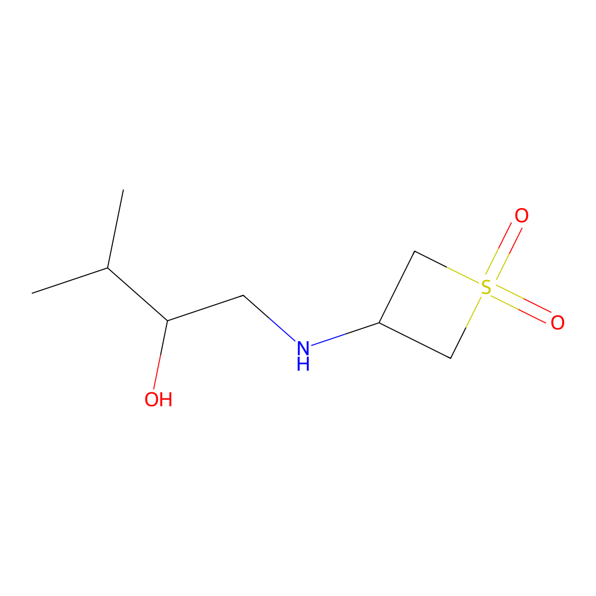 3-((2-Hydroxy-3-methylbutyl)amino)thietane 1,1-dioxide molecular structure, CAS 1862781-19-8