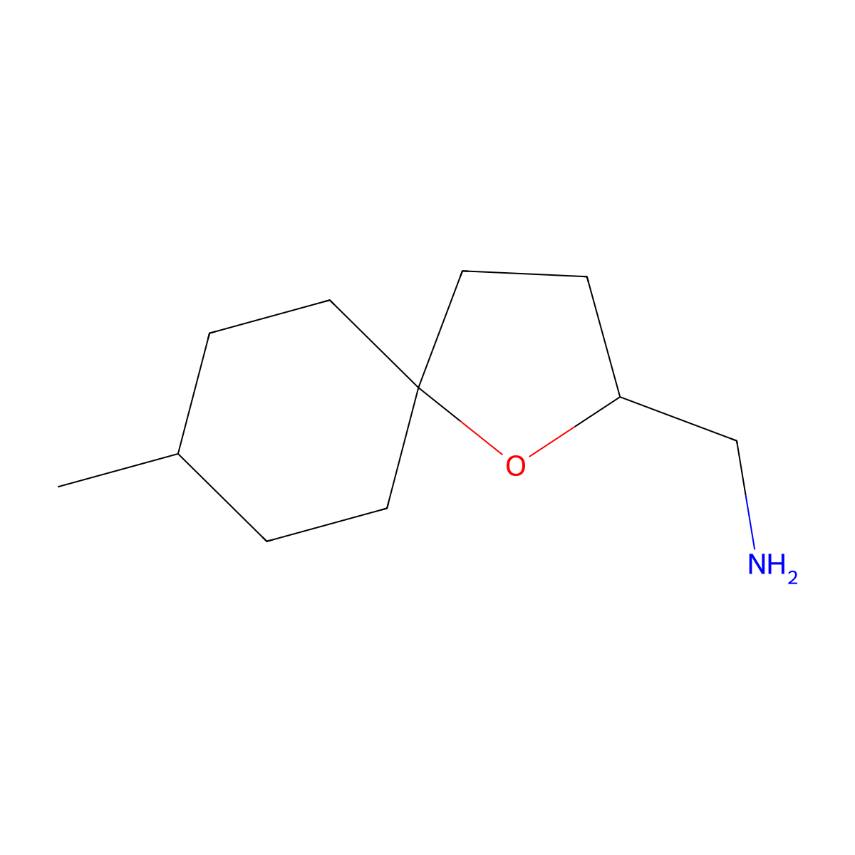 {8-Methyl-1-oxaspiro[4.5]decan-2-yl}methanamine molecular structure, CAS 1862790-45-1