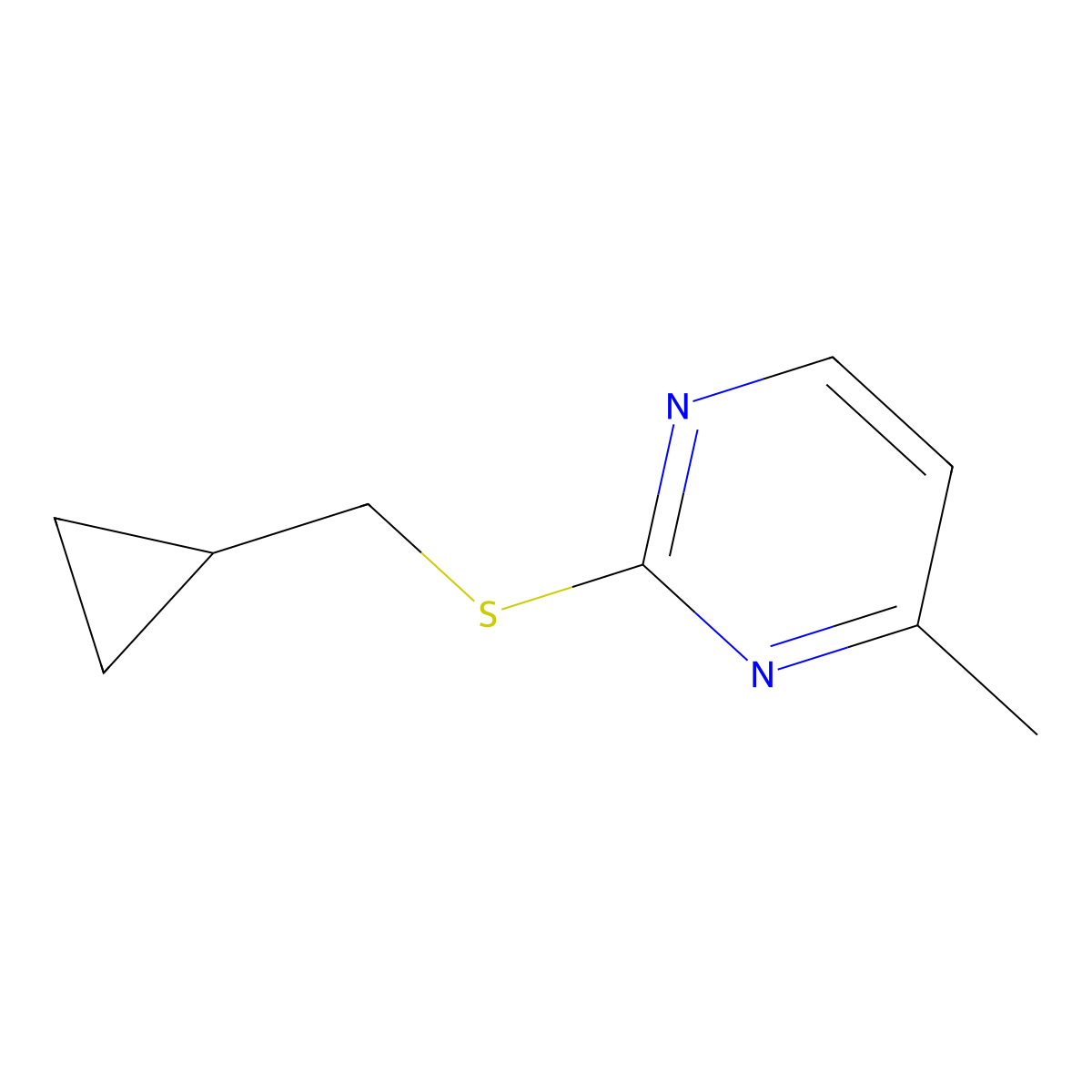 2-[(Cyclopropylmethyl)sulfanyl]-4-methylpyrimidine molecular structure, CAS 1862811-27-5
