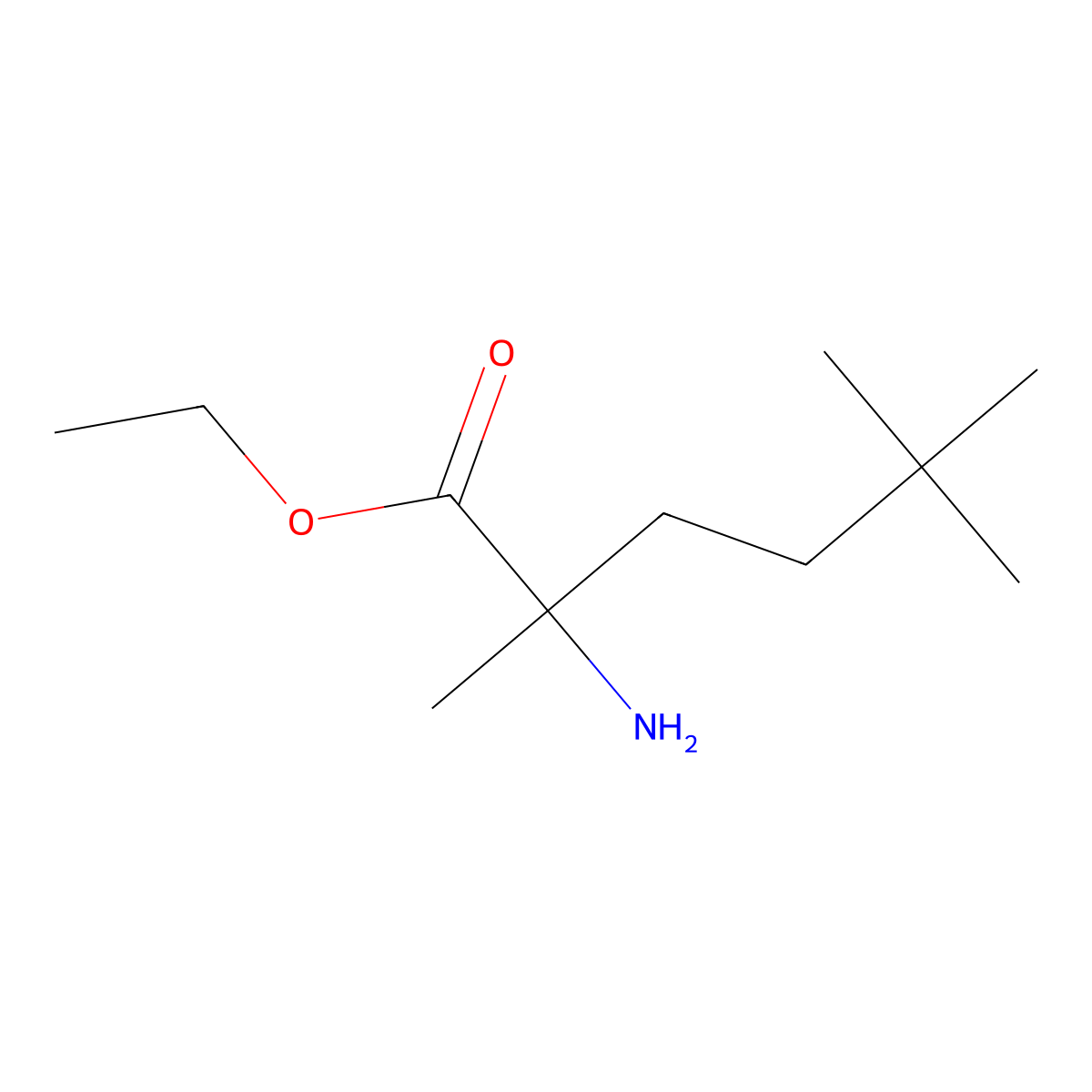 Ethyl 2-amino-2,5,5-trimethylhexanoate molecular structure, CAS 1862812-83-6