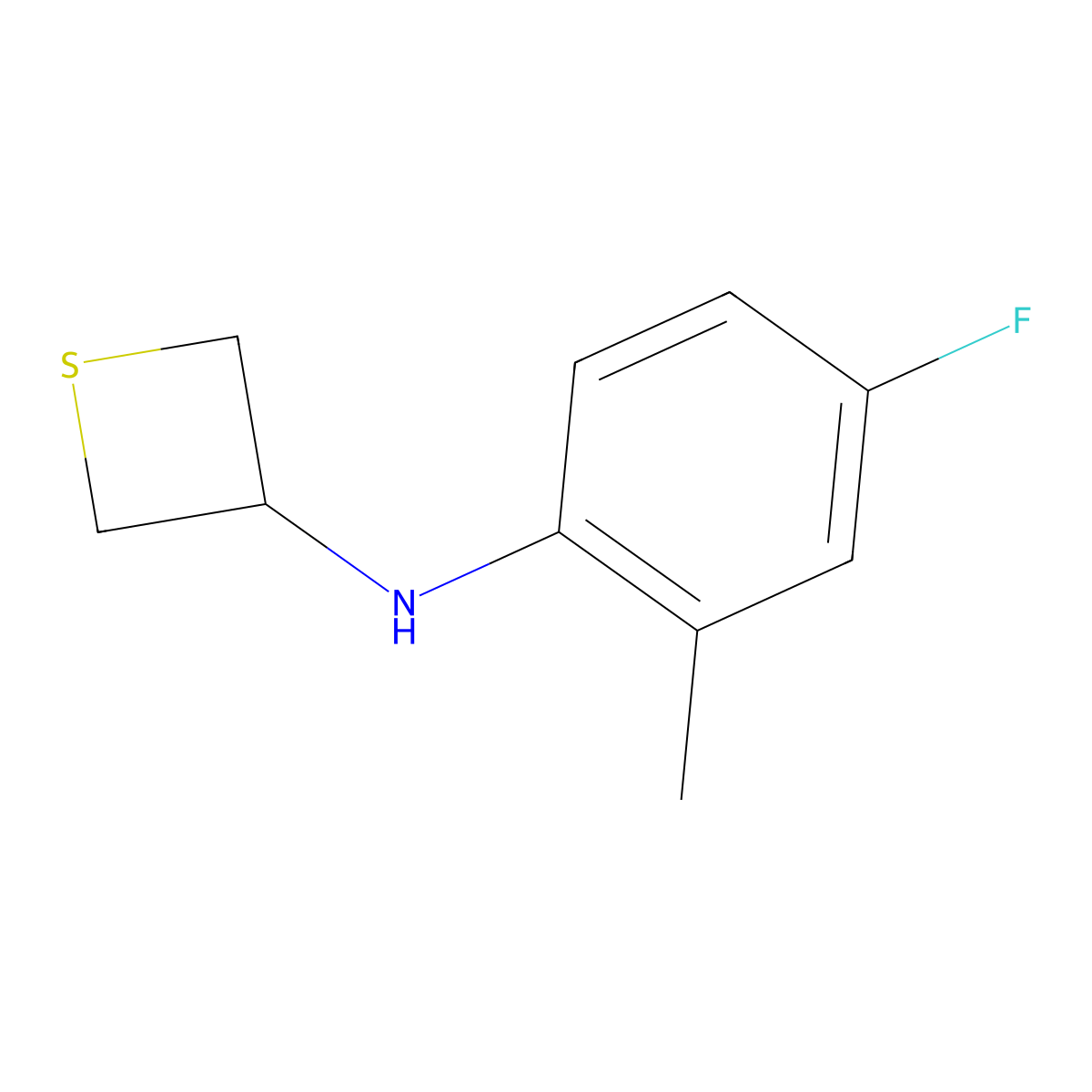 N-(4-Fluoro-2-methylphenyl)thietan-3-amine molecular structure, CAS 1862826-47-8