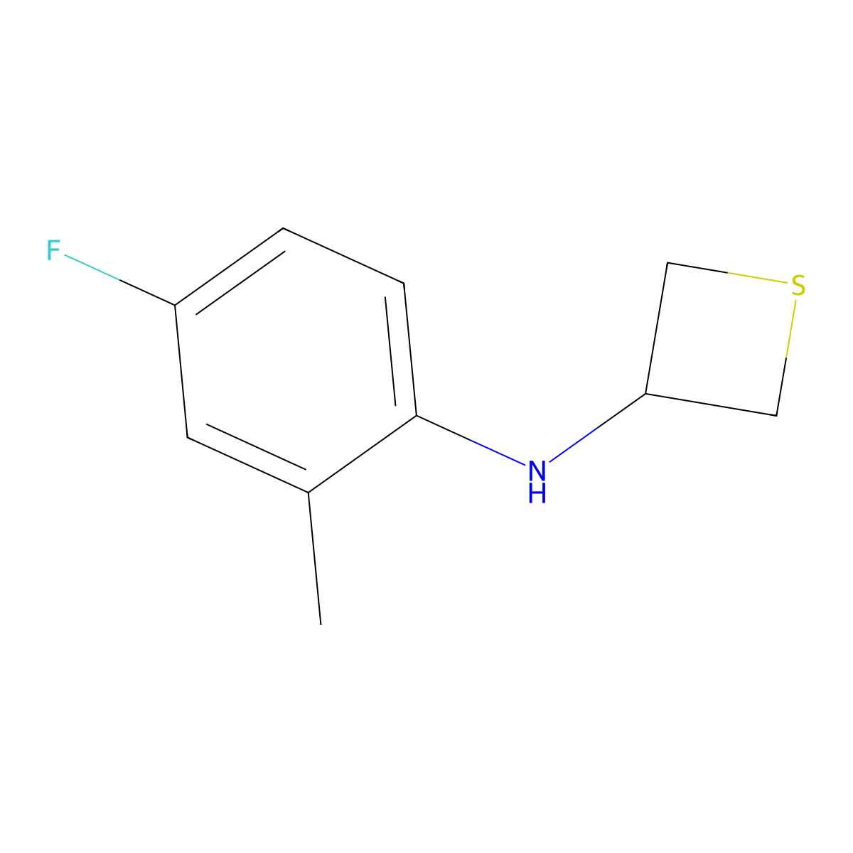 N-(4-Fluoro-2-methylphenyl)thietan-3-amine molecular structure, CAS 1862826-47-8