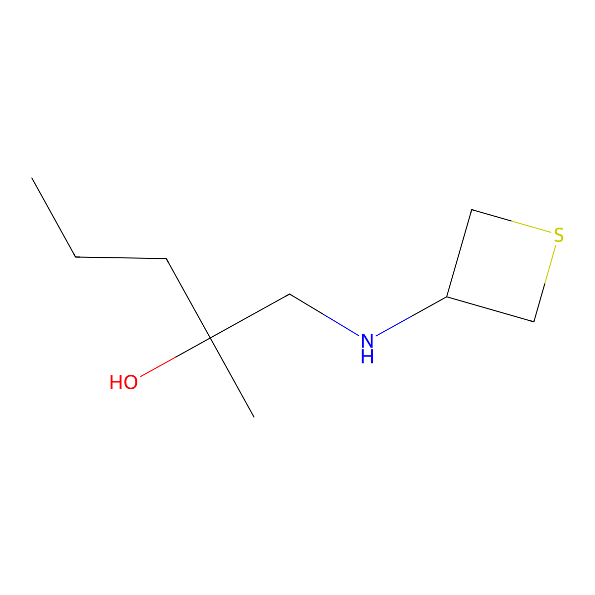 2-Methyl-1-[(thietan-3-yl)amino]pentan-2-ol molecular structure, CAS 1862856-60-7