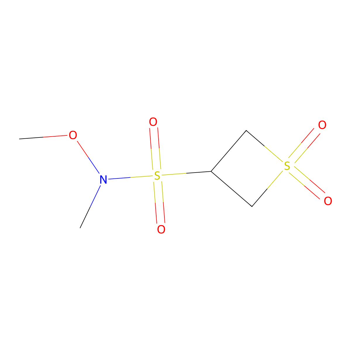 N-methoxy-N-methyl-1,1-dioxo-1lambda-thietane-3-sulfonamide molecular structure, CAS 1862879-36-4