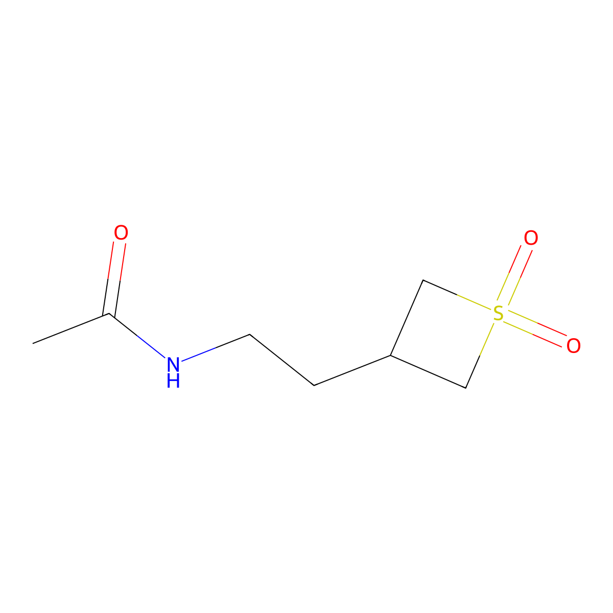N-(2-(1,1-Dioxidothietan-3-yl)ethyl)acetamide molecular structure, CAS 1862895-12-2