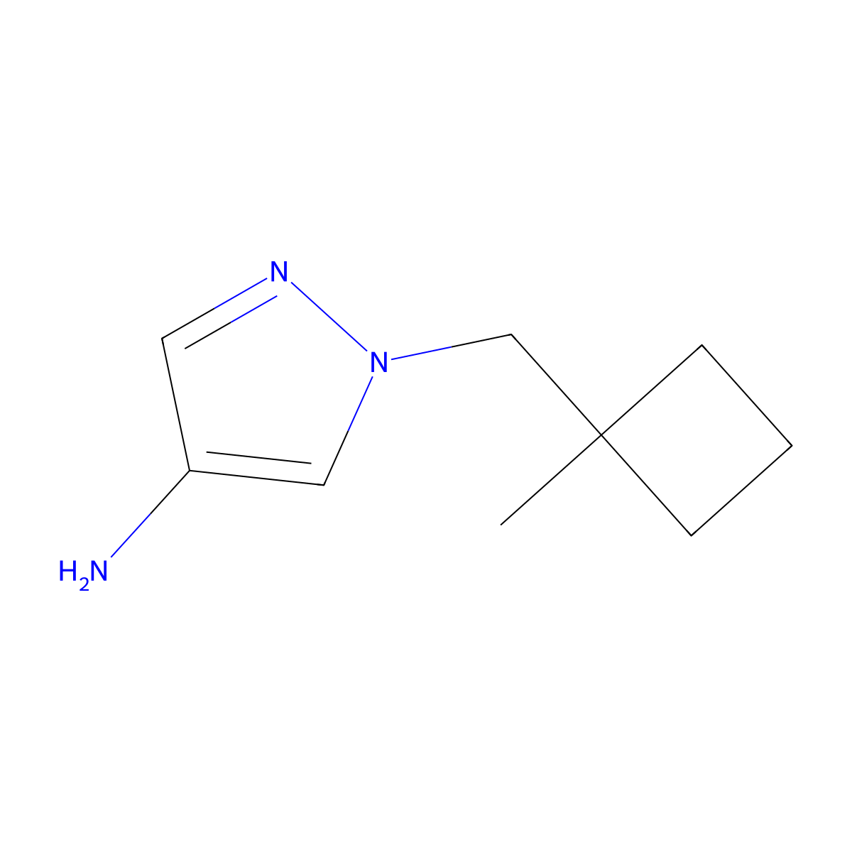 1-[(1-Methylcyclobutyl)methyl]-1H-pyrazol-4-amine molecular structure, CAS 1862905-55-2