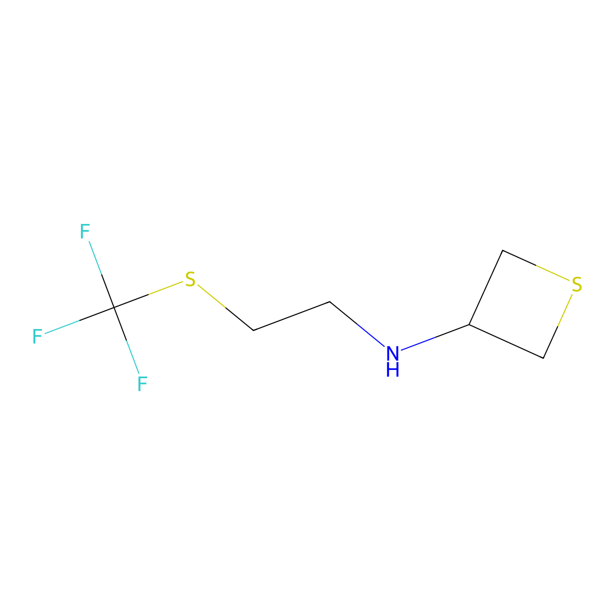 N-(2-((Trifluoromethyl)thio)ethyl)thietan-3-amine molecular structure, CAS 1862906-22-6