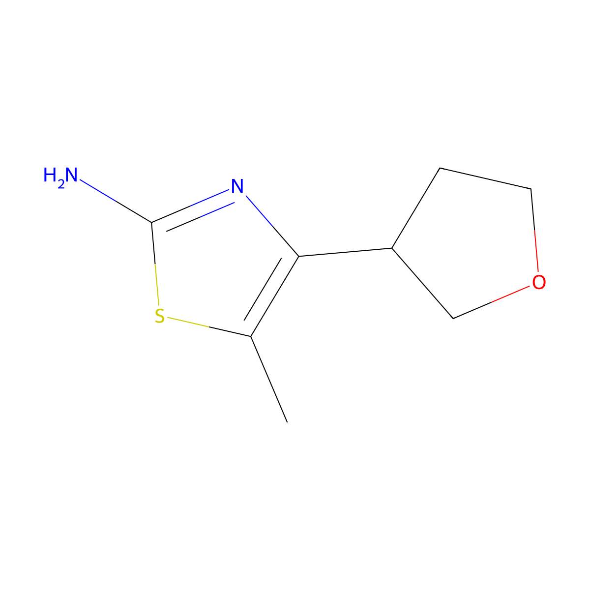5-Methyl-4-(oxolan-3-yl)-1,3-thiazol-2-amine molecular structure, CAS 1862913-17-4