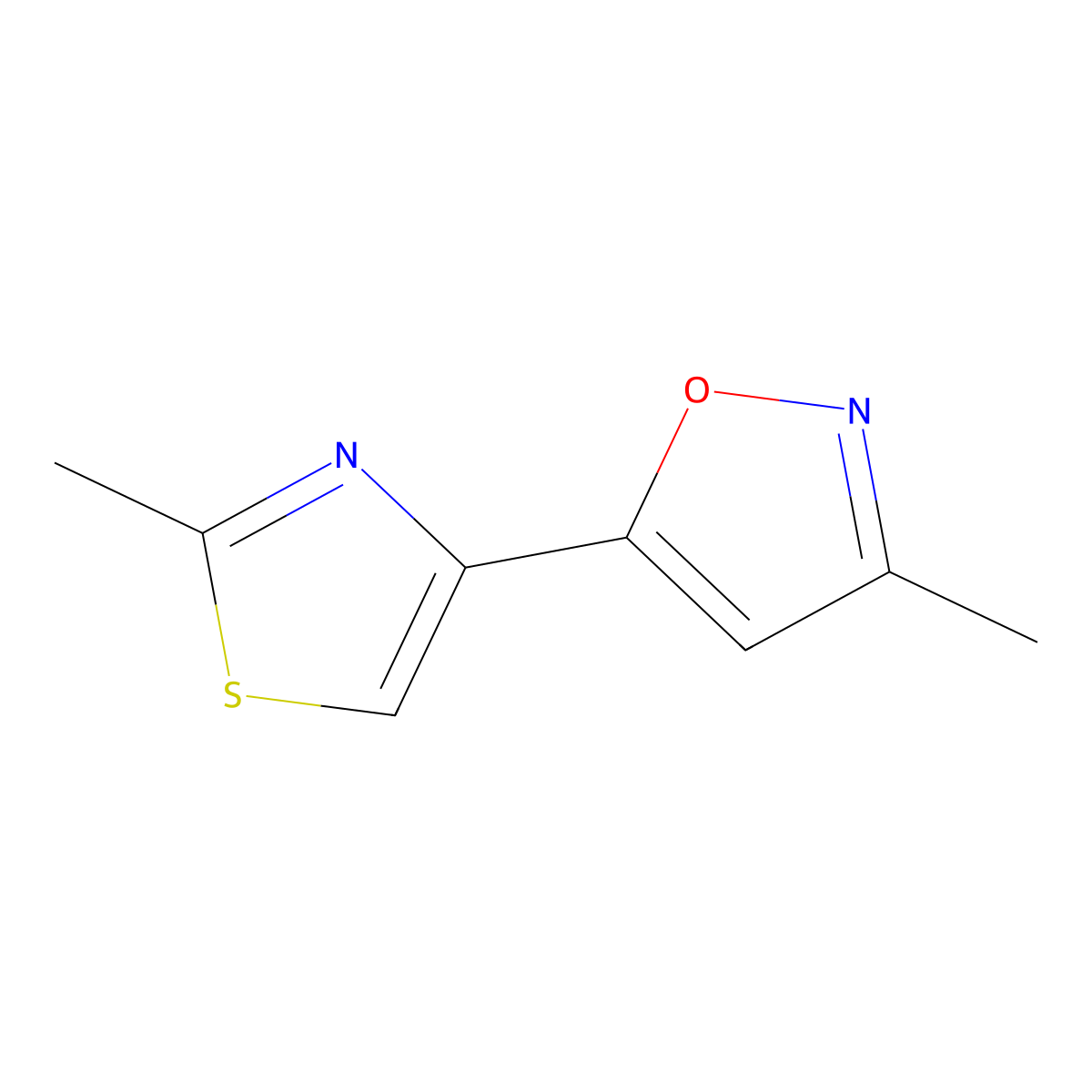 3-Methyl-5-(2-methyl-4-thiazolyl)isoxazole molecular structure, CAS 1862915-21-6