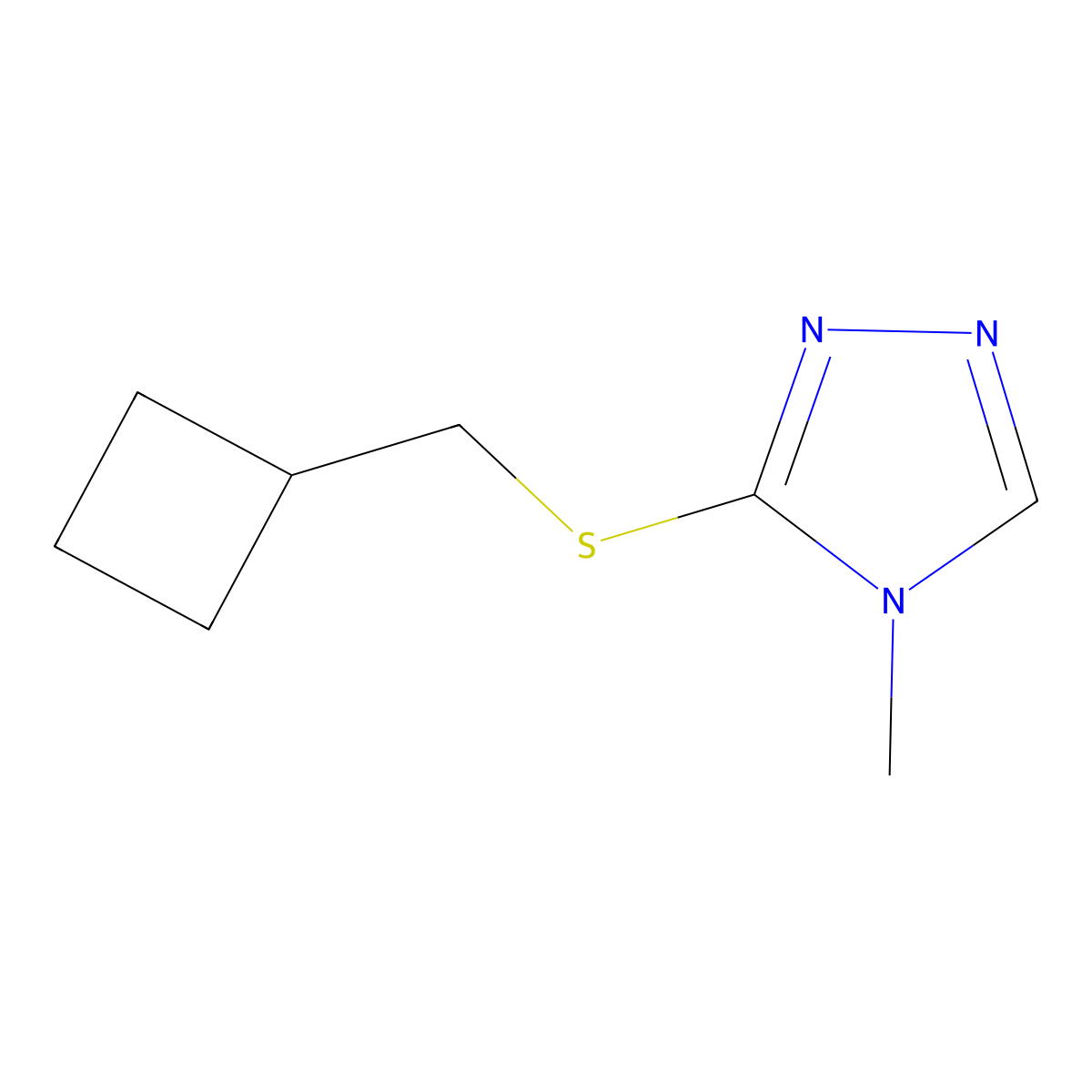 3-[(cyclobutylmethyl)sulfanyl]-4-methyl-4H-1,2,4-triazole molecular structure, CAS 1862916-29-7