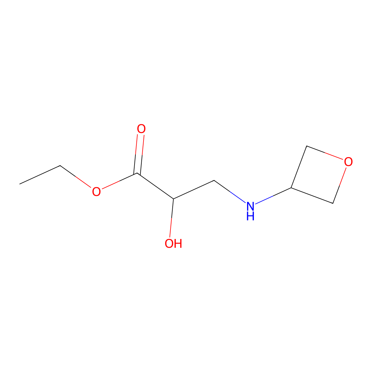 Ethyl 2-hydroxy-3-[(oxetan-3-yl)amino]propanoate molecular structure, CAS 1862918-28-2