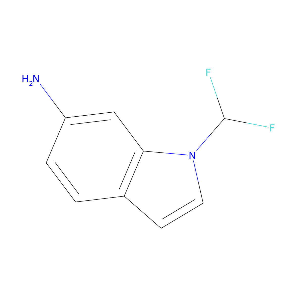 1-(difluoromethyl)-1H-indol-6-amine molecular structure, CAS 1862921-48-9