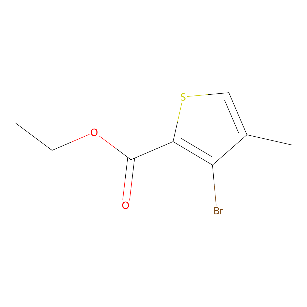 Ethyl 3-bromo-4-methyl-2-thiophenecarboxylate molecular structure, CAS 1862924-33-1