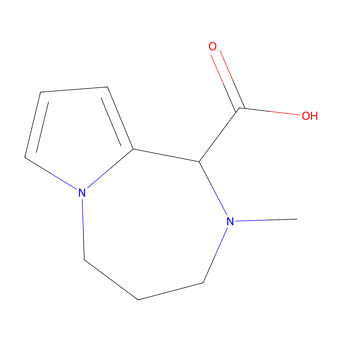 2-methyl-1H,2H,3H,4H,5H-pyrrolo[1,2-a][1,4]diazepine-1-carboxylic acid molecular structure, CAS 186293-81-2