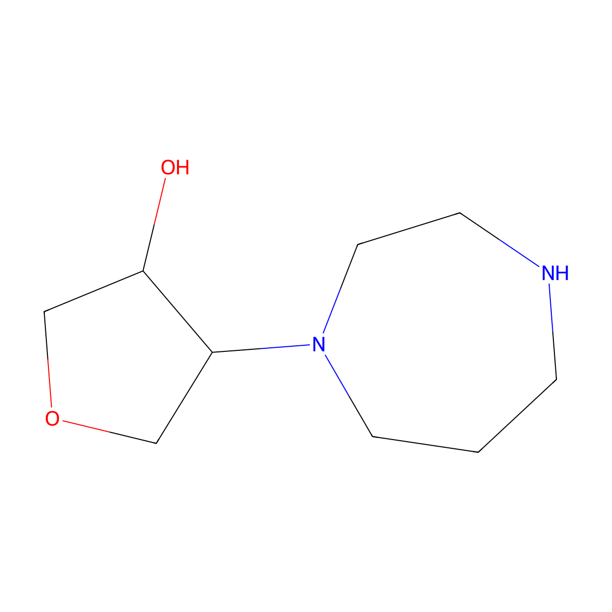 4-(1,4-Diazepan-1-yl)oxolan-3-ol molecular structure, CAS 1862947-05-4