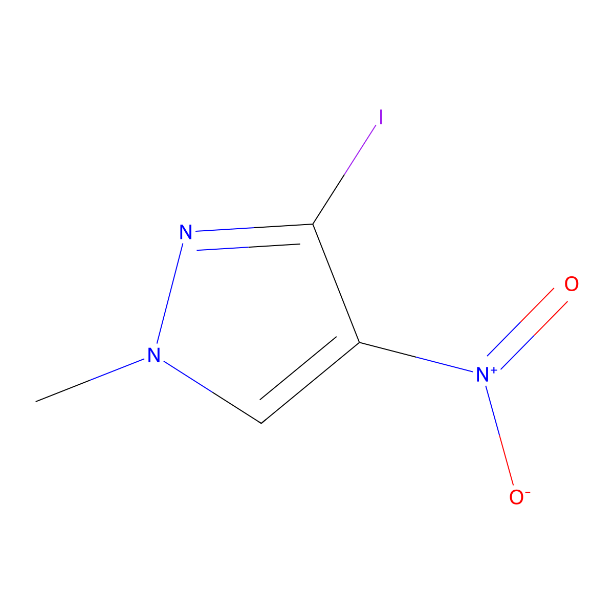 3-iodo-1-methyl-4-nitro-1H-pyrazole molecular structure, CAS 186298-52-2