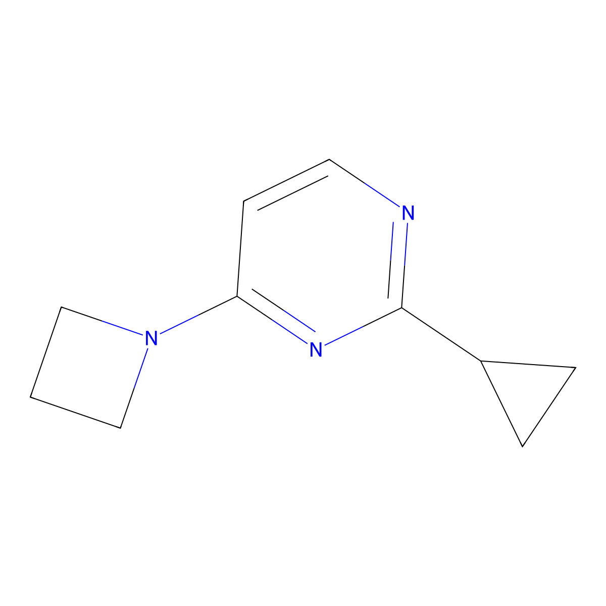4-(Azetidin-1-yl)-2-cyclopropylpyrimidine molecular structure, CAS 1862982-25-9