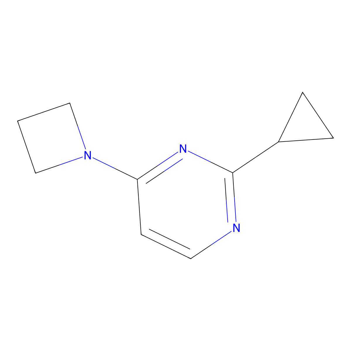 4-(Azetidin-1-yl)-2-cyclopropylpyrimidine molecular structure, CAS 1862982-25-9