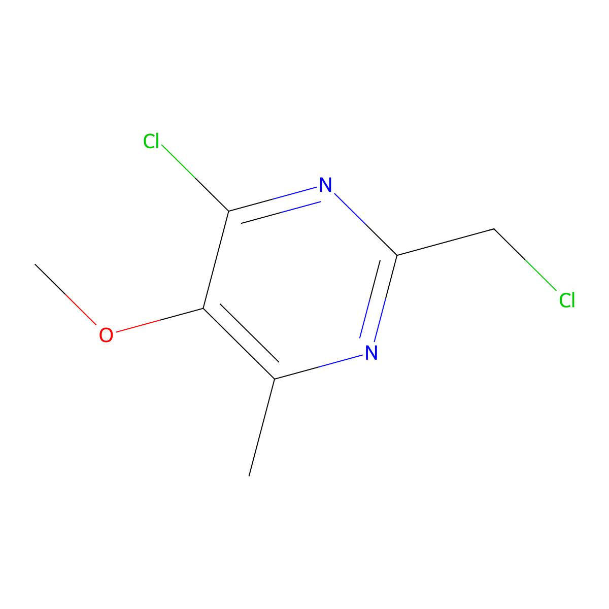 4-Chloro-2-(chloromethyl)-5-methoxy-6-methylpyrimidine molecular structure, CAS 1862985-51-0