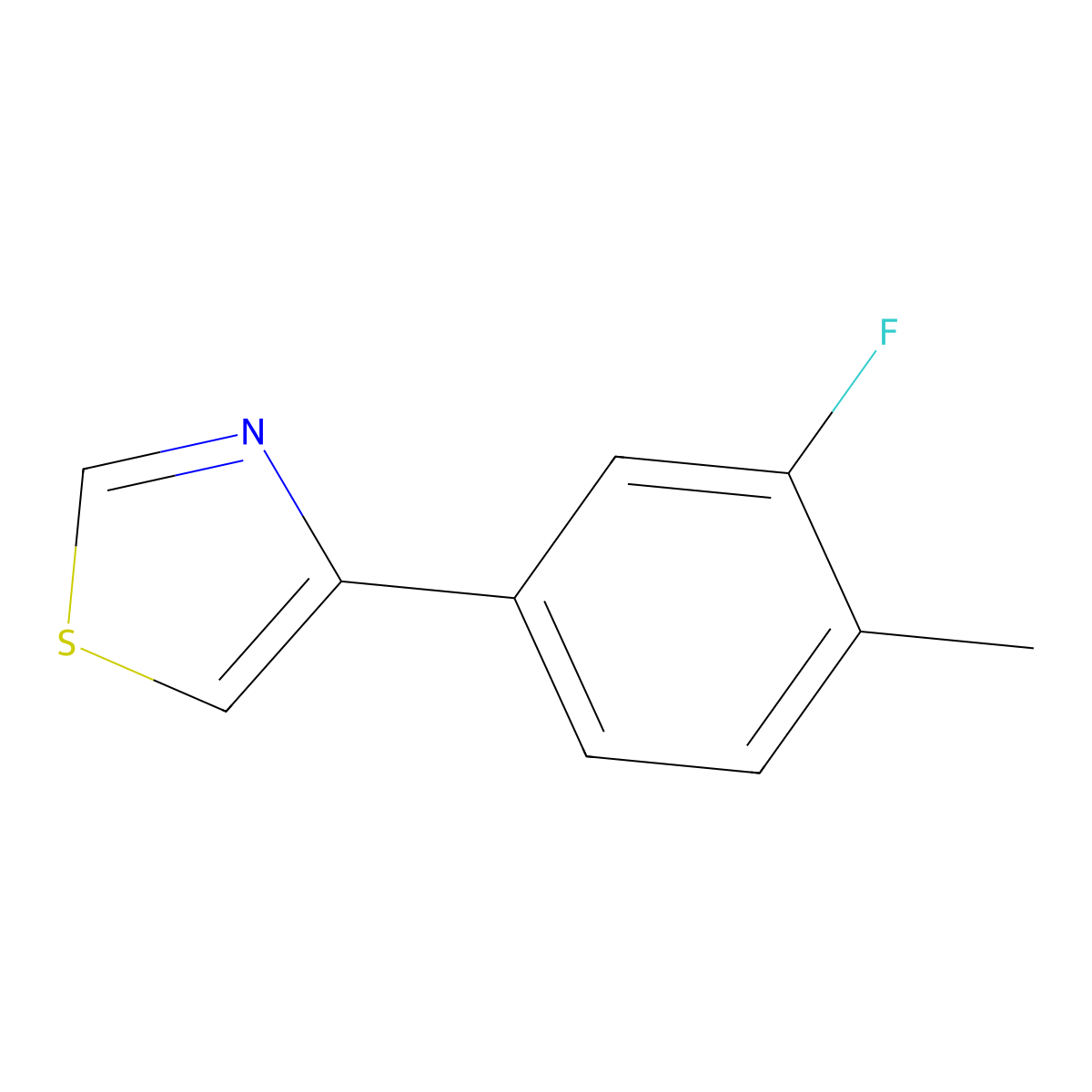 4-(3-Fluoro-4-methylphenyl)-1,3-thiazole molecular structure, CAS 1862992-29-7