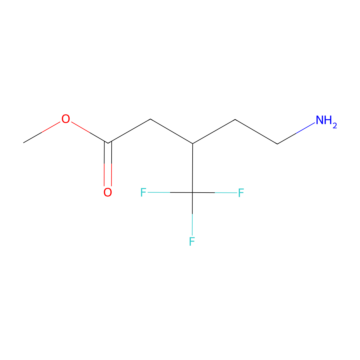 Methyl 5-amino-3-(trifluoromethyl)pentanoate molecular structure, CAS 1862995-58-1