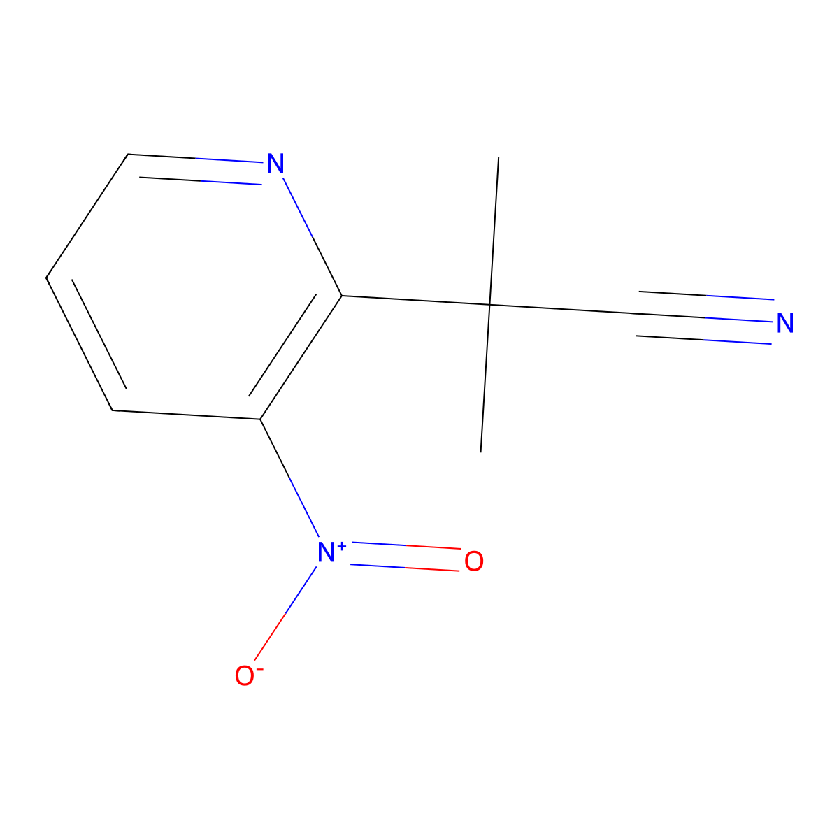 2-Methyl-2-(3-nitropyridin-2-yl)propanenitrile molecular structure, CAS 1863038-30-5