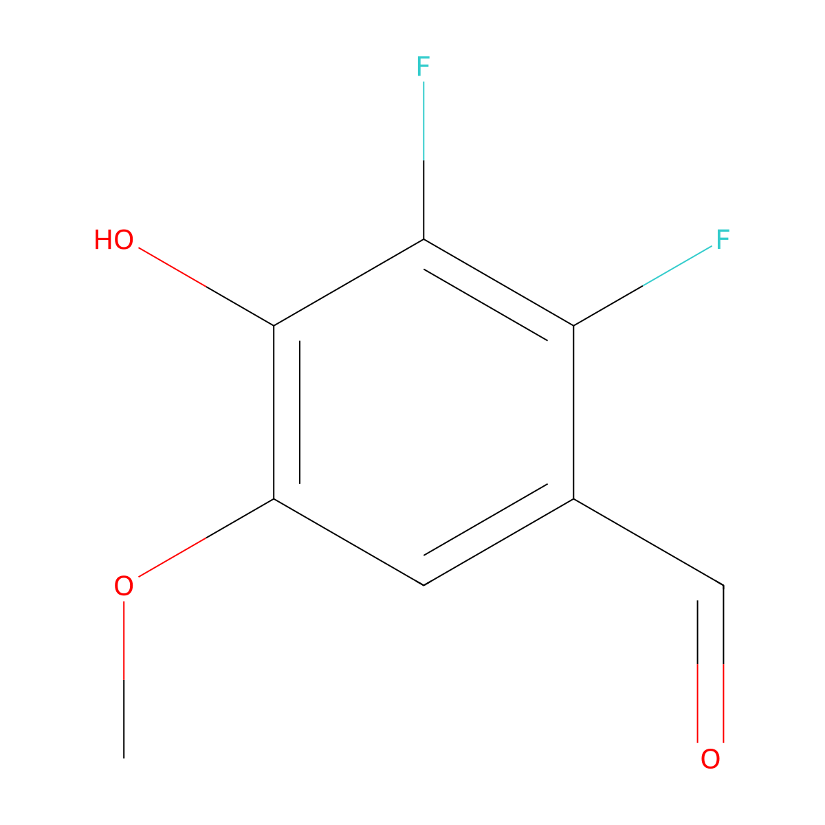 Benzaldehyde, 2,3-difluoro-4-hydroxy-5-methoxy- molecular structure, CAS 186306-71-8