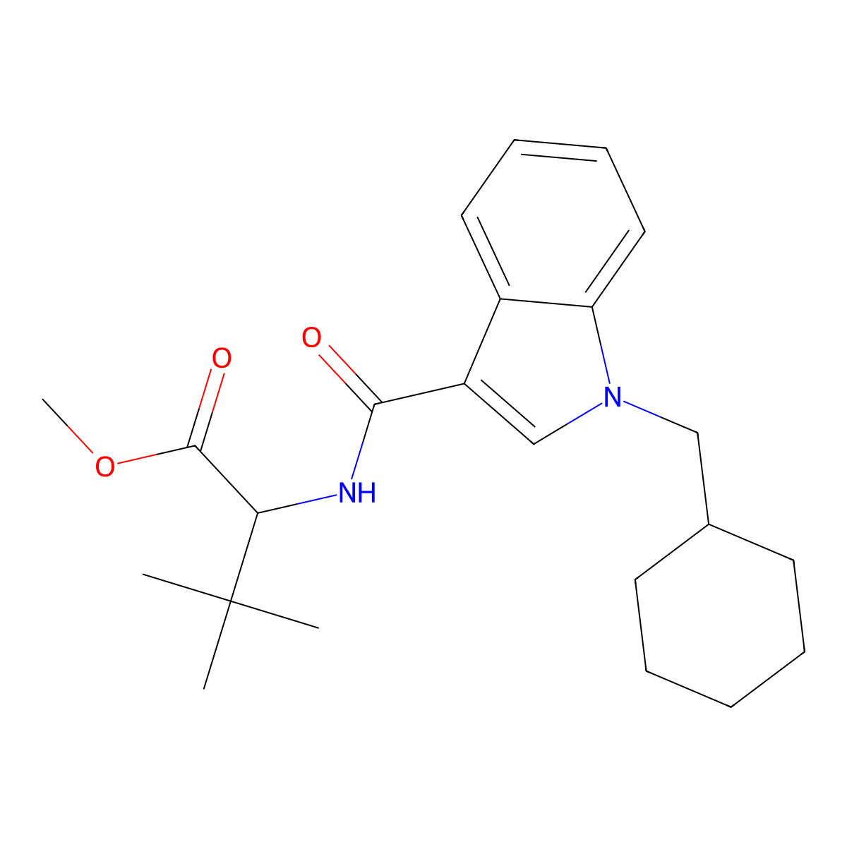 methyl 2-(1-(cyclohexylmethyl)-1H-indole-3-carboxamido)-3,3-dimethylbutanoate molecular structure, CAS 1863065-84-2