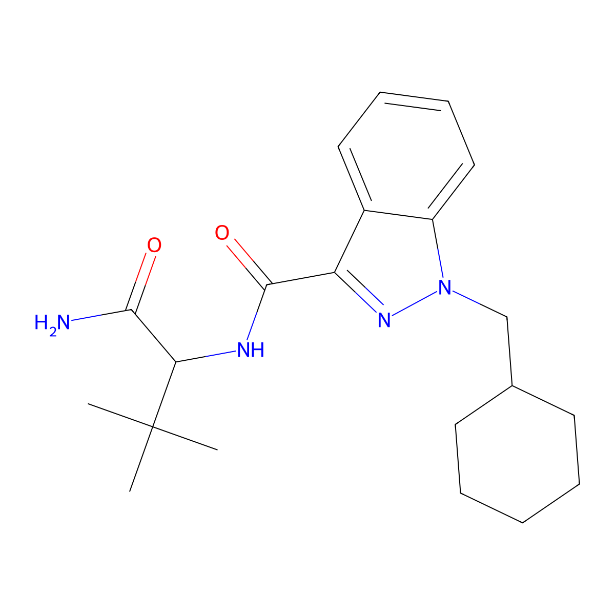N-(1-(Aminocarbonyl)-2,2-dimethylpropyl)-1-(cyclohexylmethyl)-1H-indazole-3-carboxamide molecular structure, CAS 1863065-92-2