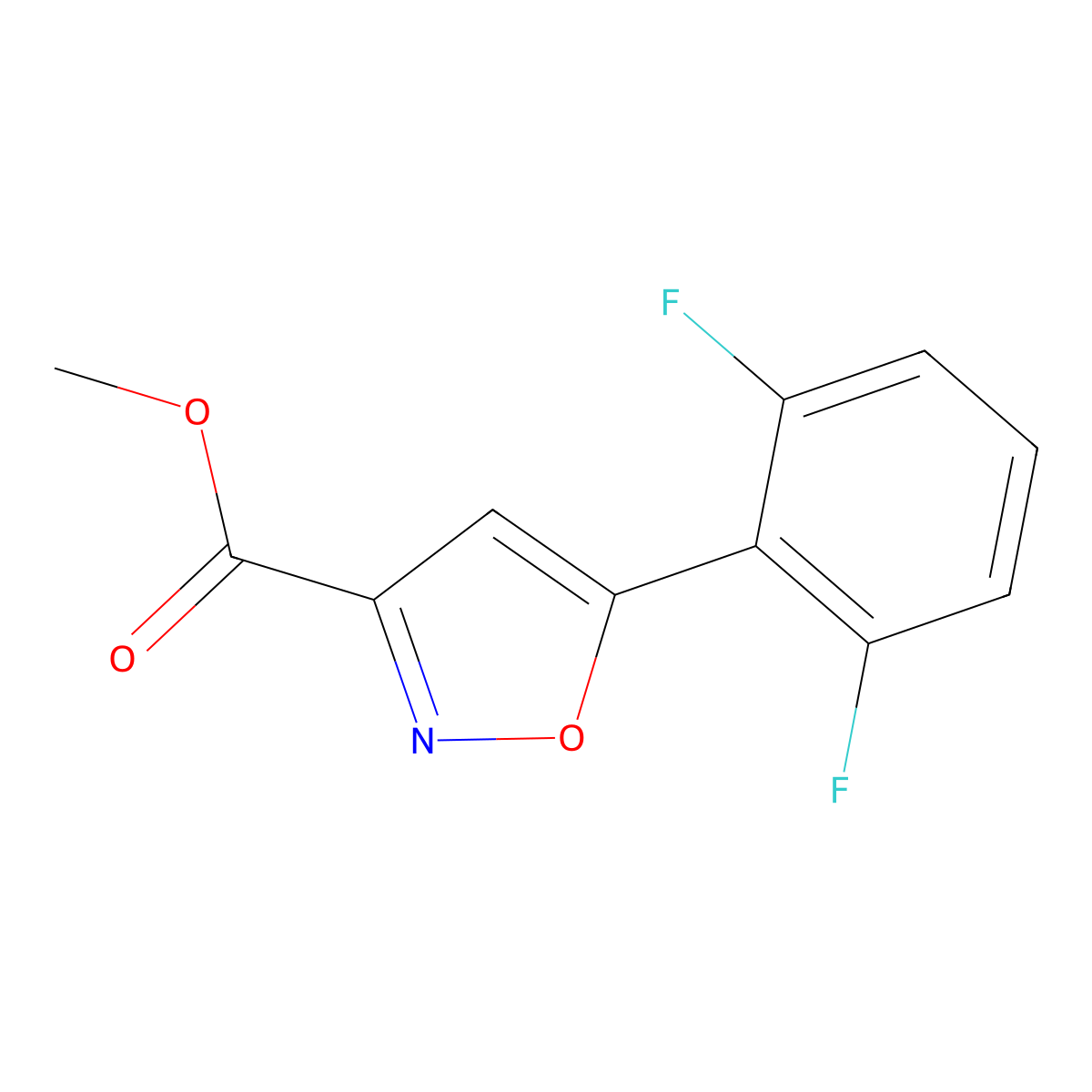 Methyl 5-(2,6-difluorophenyl)-1,2-oxazole-3-carboxylate molecular structure, CAS 1863082-01-2