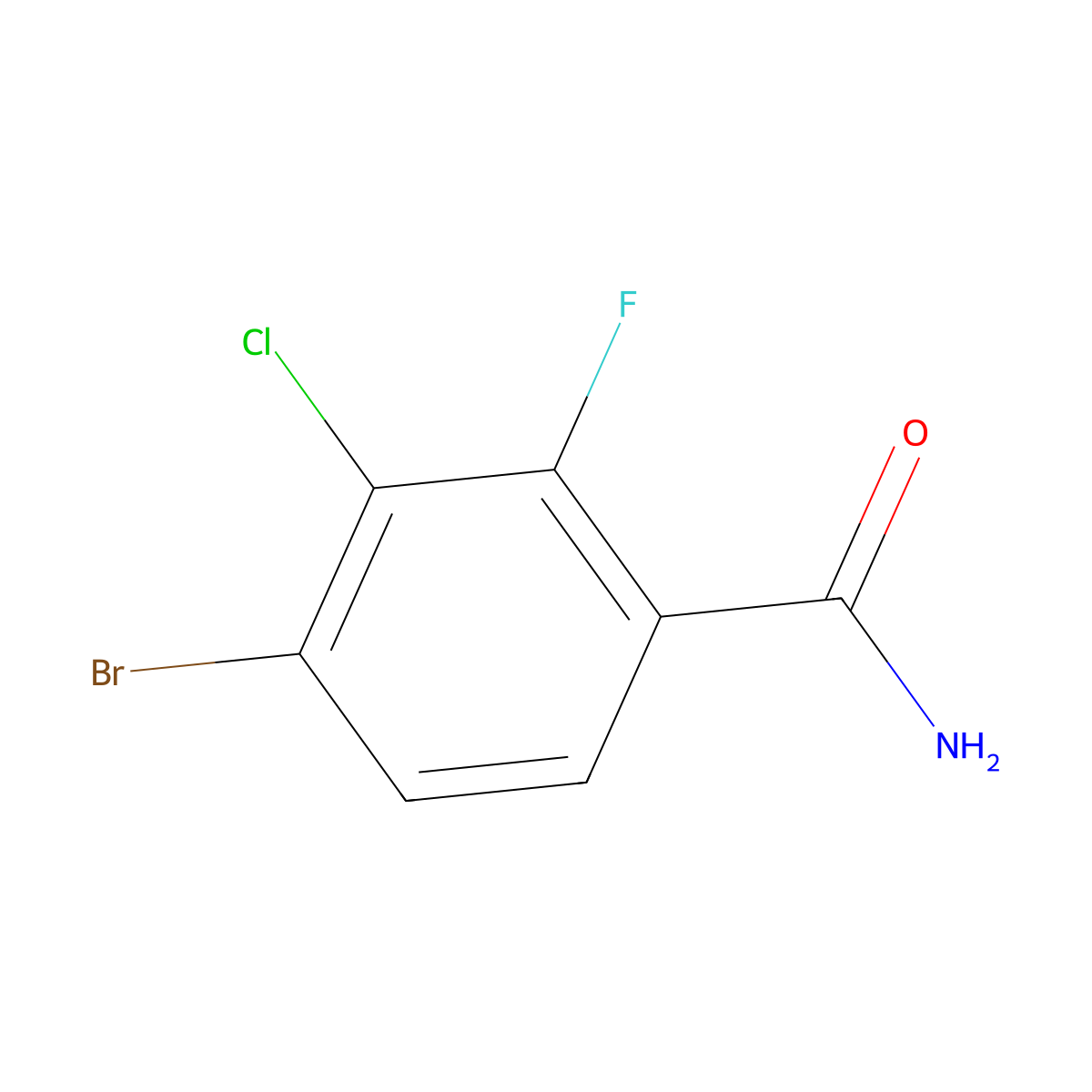 4-Bromo-3-chloro-2-fluorobenzamide molecular structure, CAS 1863087-69-7