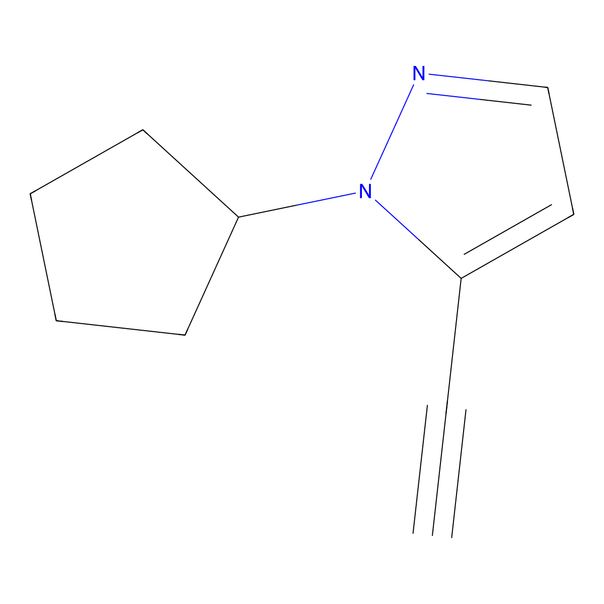 1-cyclopentyl-5-ethynyl-1H-pyrazole molecular structure, CAS 1863132-59-5