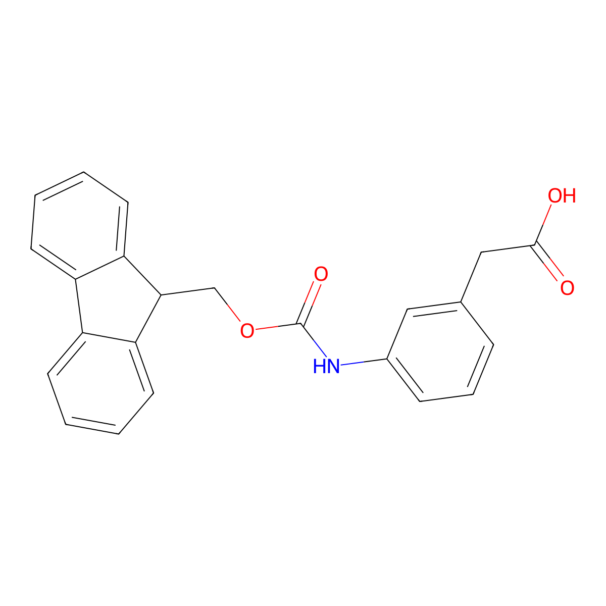 2-(3-((((9H-fluoren-9-yl)methoxy)carbonyl)amino)phenyl)acetic acid molecular structure, CAS 186320-08-1