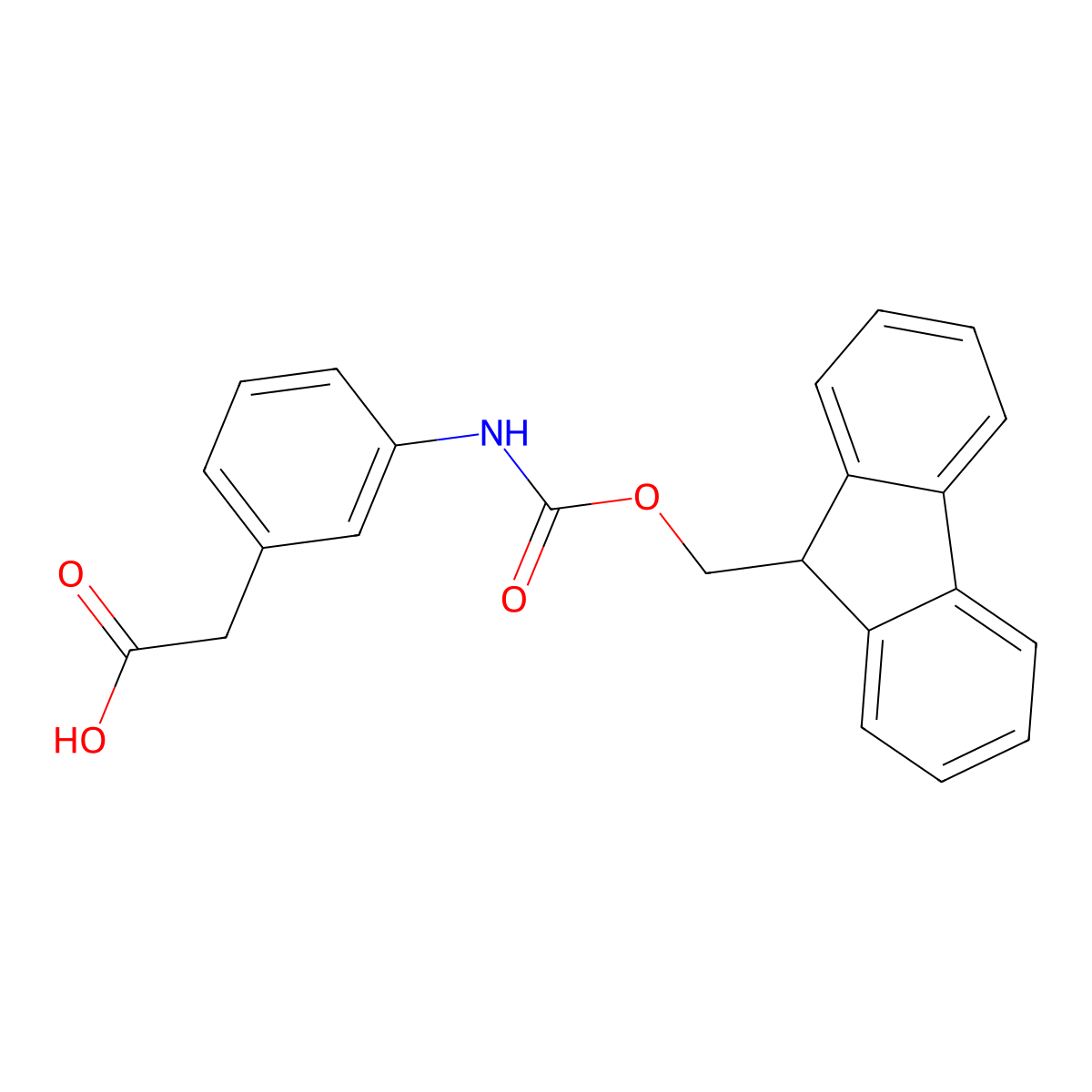 2-(3-((((9H-fluoren-9-yl)methoxy)carbonyl)amino)phenyl)acetic acid molecular structure, CAS 186320-08-1