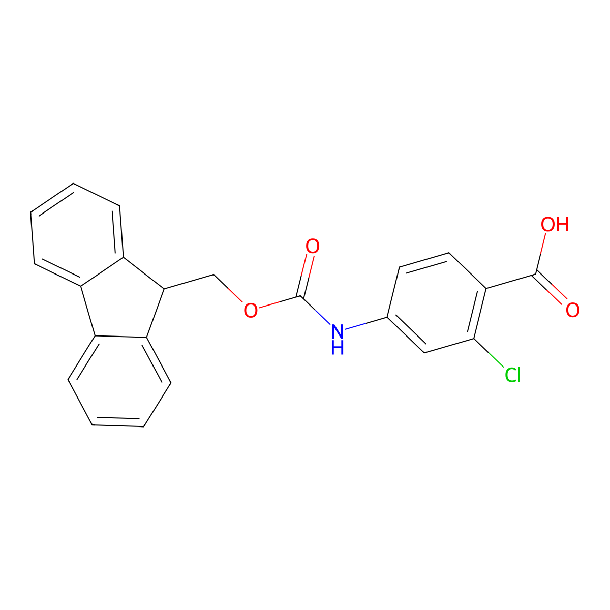 2-Chloro-4-({[(9H-fluoren-9-yl)methoxy]carbonyl}amino)benzoic acid molecular structure, CAS 186320-13-8