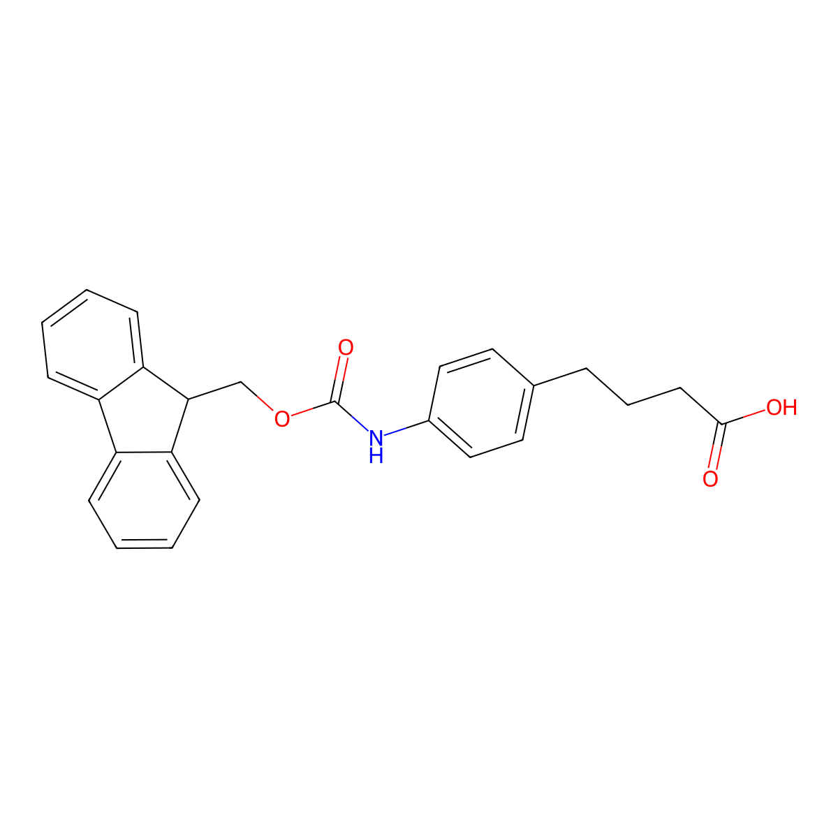4-(4-((((9H-Fluoren-9-yl)methoxy)carbonyl)amino)phenyl)butanoic acid molecular structure, CAS 186320-14-9