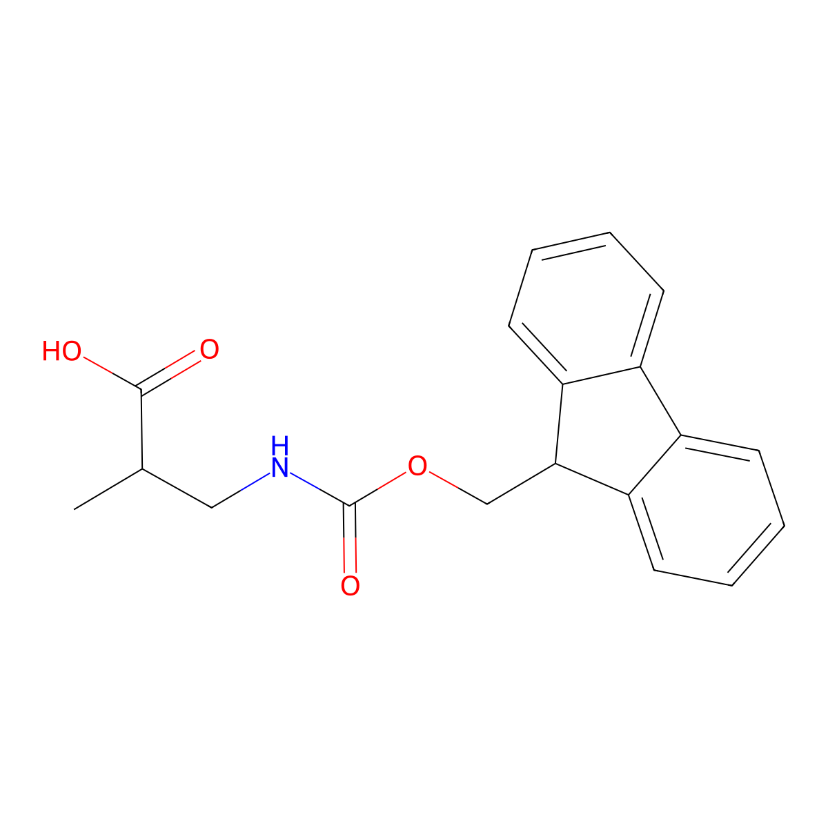3-((((9H-Fluoren-9-yl)methoxy)carbonyl)amino)-2-methylpropanoic acid molecular structure, CAS 186320-19-4