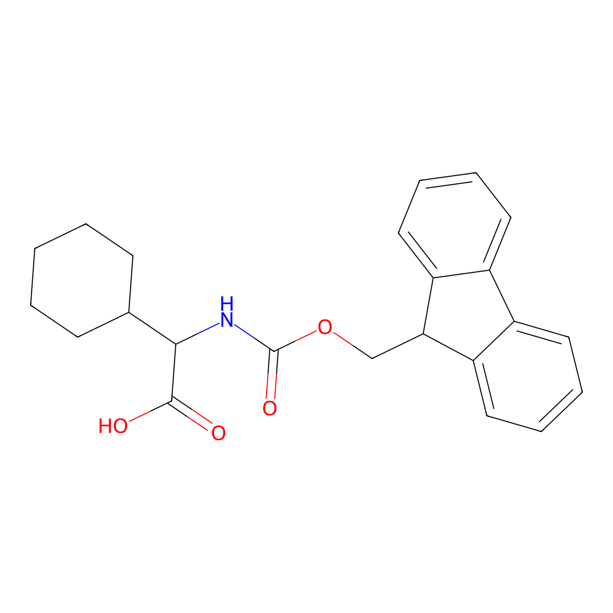 2-cyclohexyl-2-{[(9H-fluoren-9-ylmethoxy)carbonyl]amino}acetic acid molecular structure, CAS 186320-22-9
