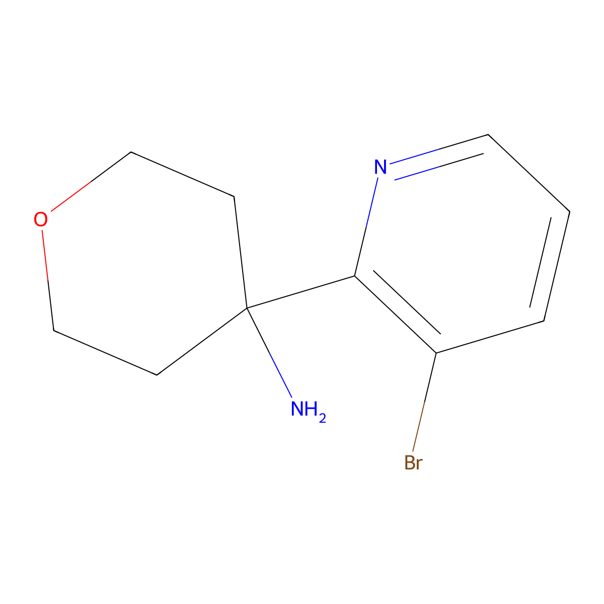 4-(3-Bromopyridin-2-yl)oxan-4-amine molecular structure, CAS 1863252-35-0