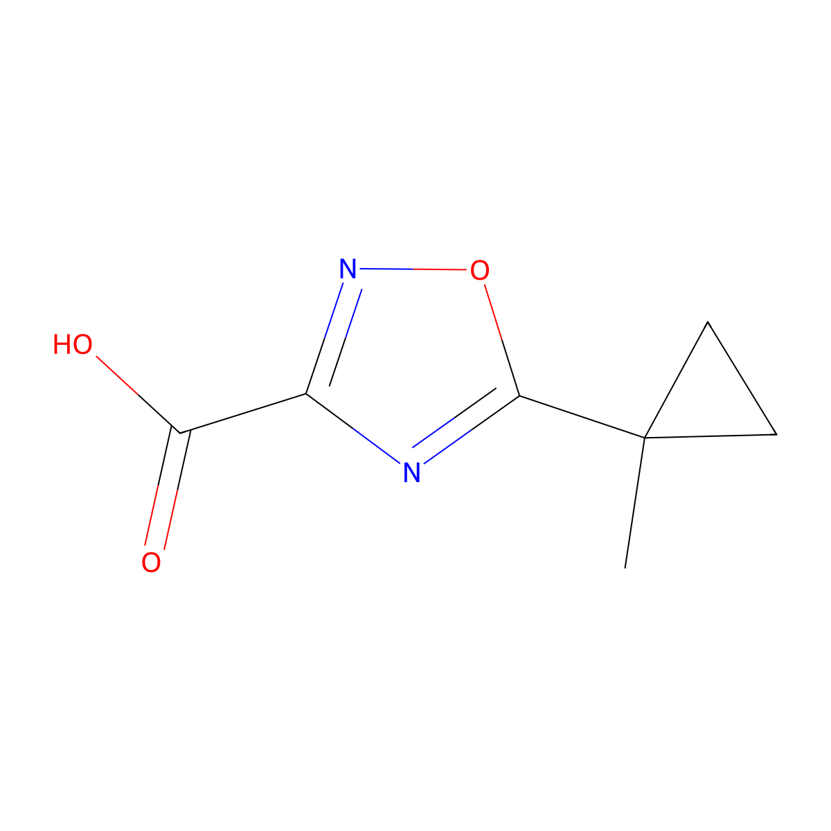 5-(1-Methylcyclopropyl)-1,2,4-oxadiazole-3-carboxylic acid molecular structure, CAS 1863278-65-2