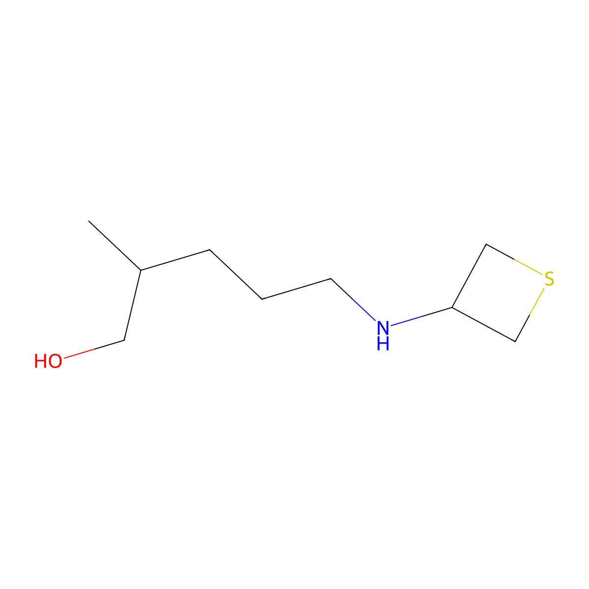 2-Methyl-5-(thietan-3-ylamino)pentan-1-ol molecular structure, CAS 1863381-62-7