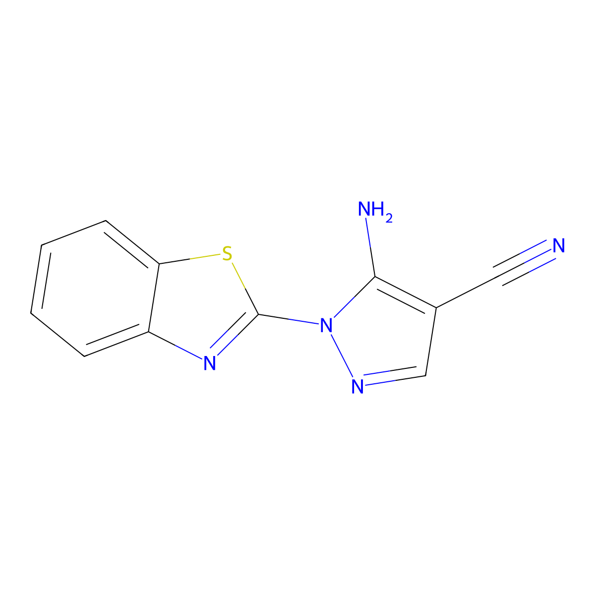 5-amino-1-(1,3-benzothiazol-2-yl)-1H-pyrazole-4-carbonitrile molecular structure, CAS 186340-02-3