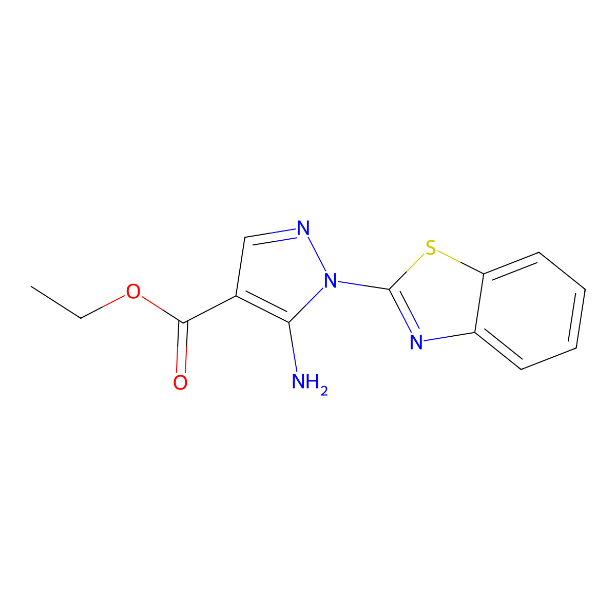 ethyl 5-amino-1-(1,3-benzothiazol-2-yl)-1H-pyrazole-4-carboxylate molecular structure, CAS 186340-03-4