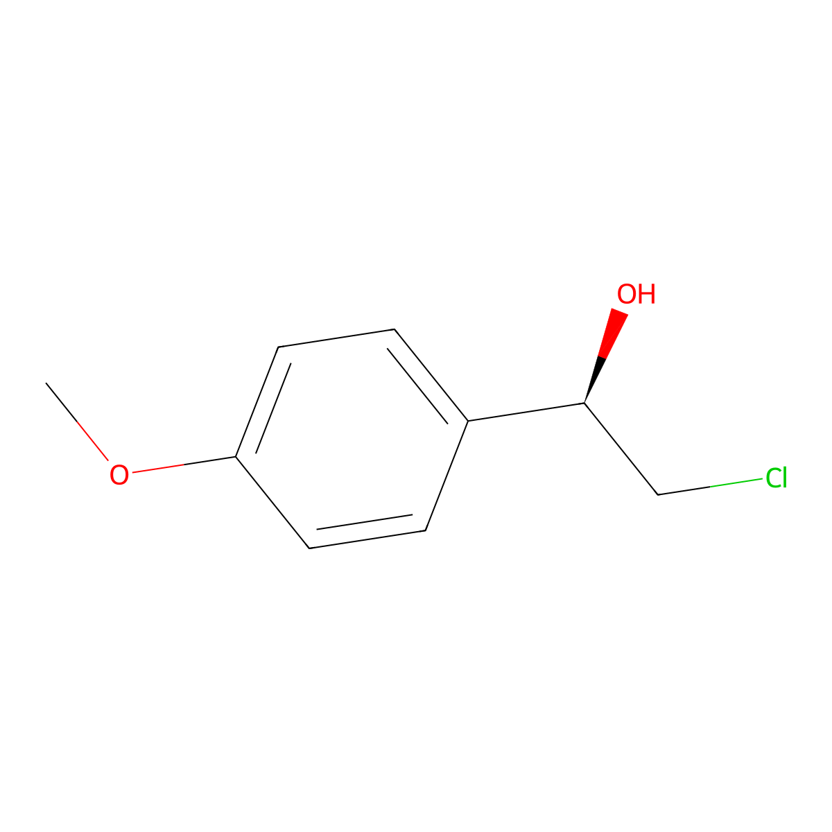 (1R)-2-Chloro-1-(4-methoxyphenyl)ethan-1-ol molecular structure, CAS 186345-05-1
