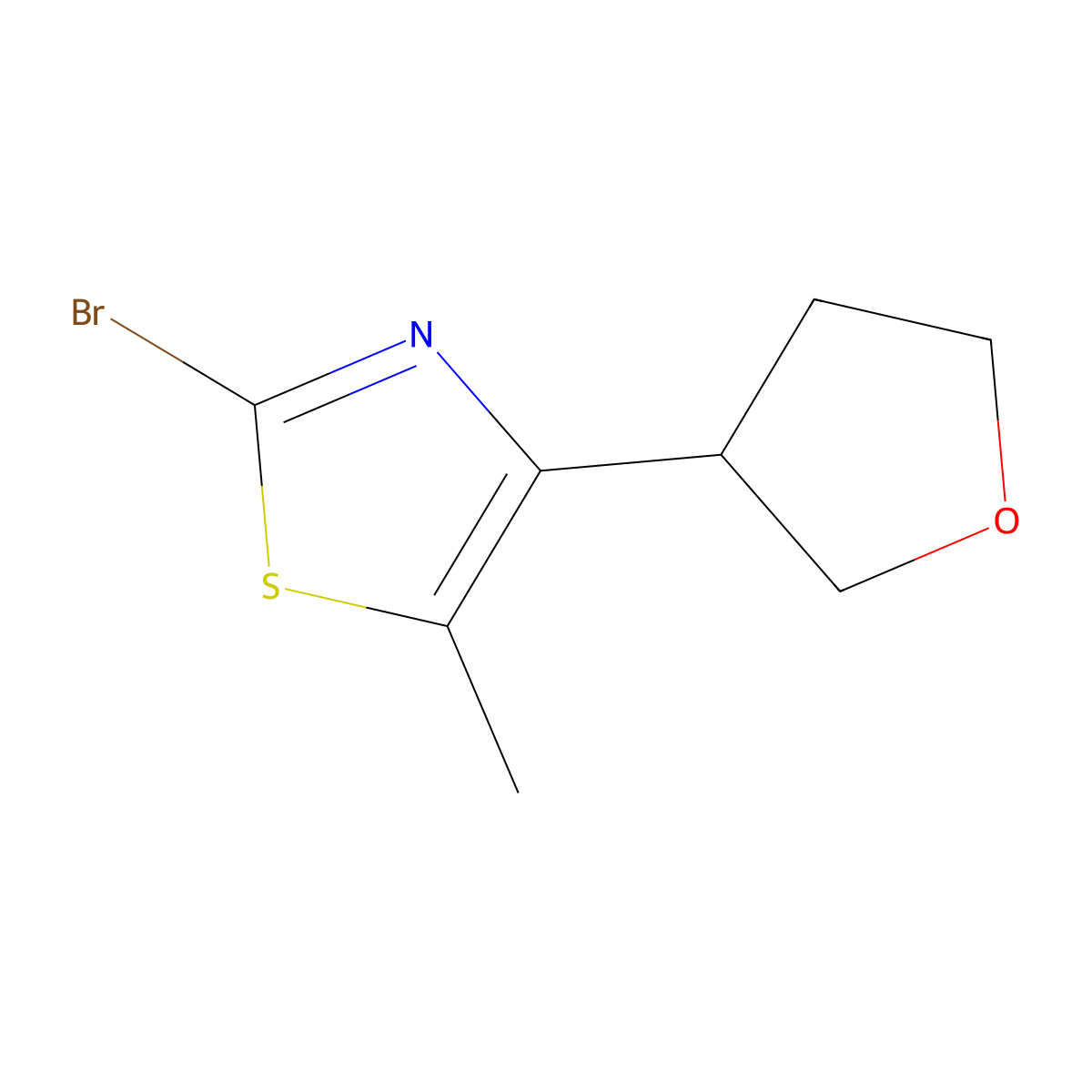 2-Bromo-5-methyl-4-(oxolan-3-yl)-1,3-thiazole molecular structure, CAS 1863461-42-0