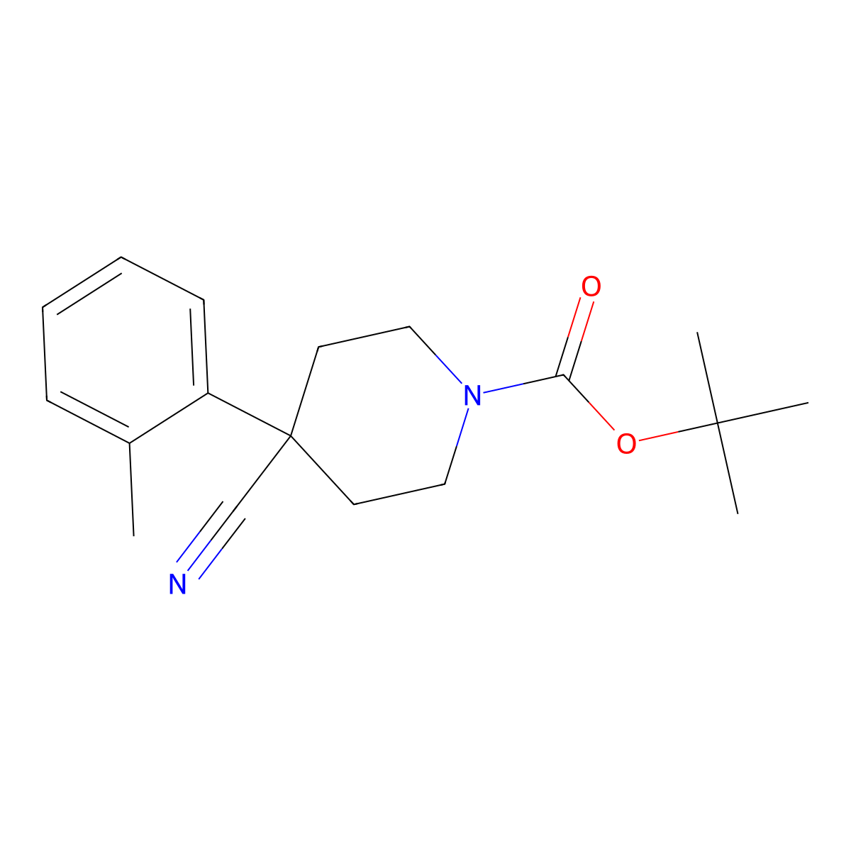 tert-Butyl 4-cyano-4-(2-methylphenyl)piperidine-1-carboxylate molecular structure, CAS 186347-28-4