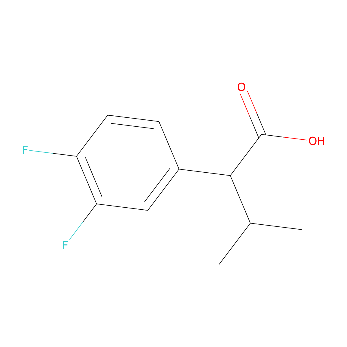 2-(3,4-Difluorophenyl)-3-methylbutanoic acid molecular structure, CAS 186347-56-8