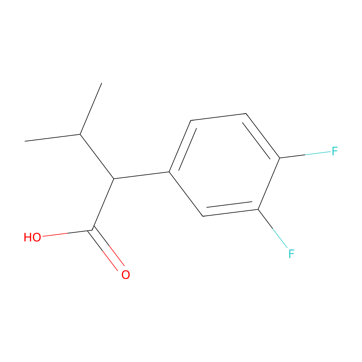 2-(3,4-Difluorophenyl)-3-methylbutanoic acid molecular structure, CAS 186347-56-8